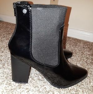 Black Patent Ankle Bootie Heel